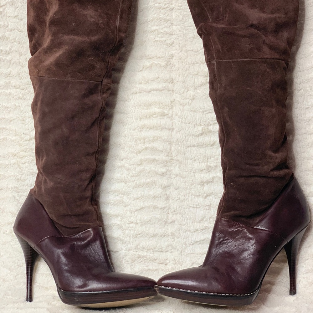 Nine West Suede & Leather Knee-High Boots